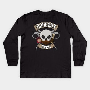 Barbers crew Jolly Roger pirate flag Kids Long Sleeve T-Shirt